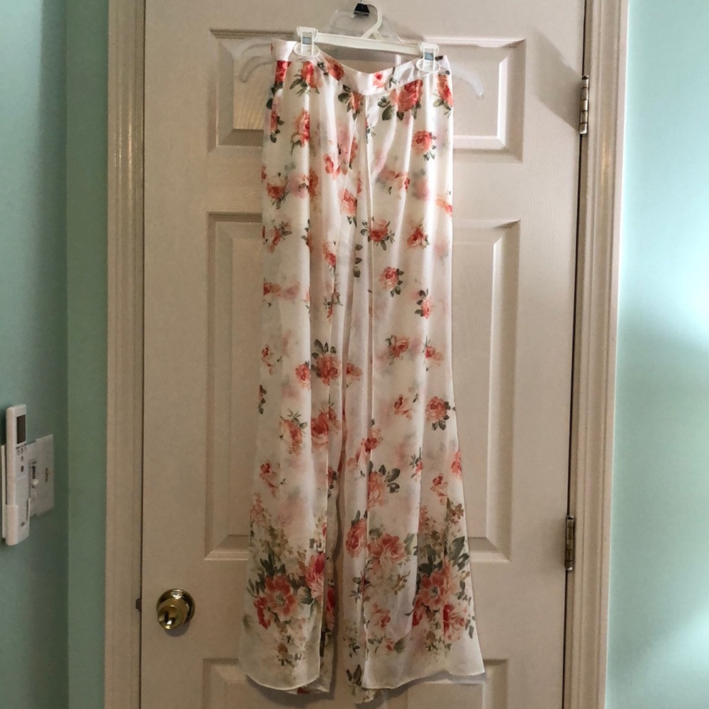 Floral Split-Leg Pants